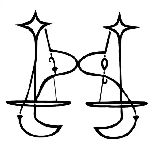 Libra and aquarius symbols merging together tattoo design idea