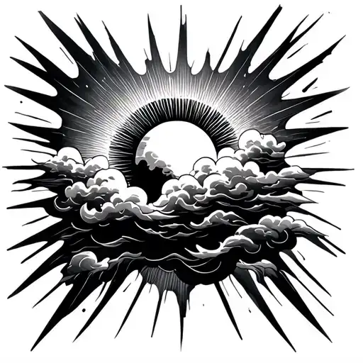 Clouds And Sun Rays tattoo design idea
