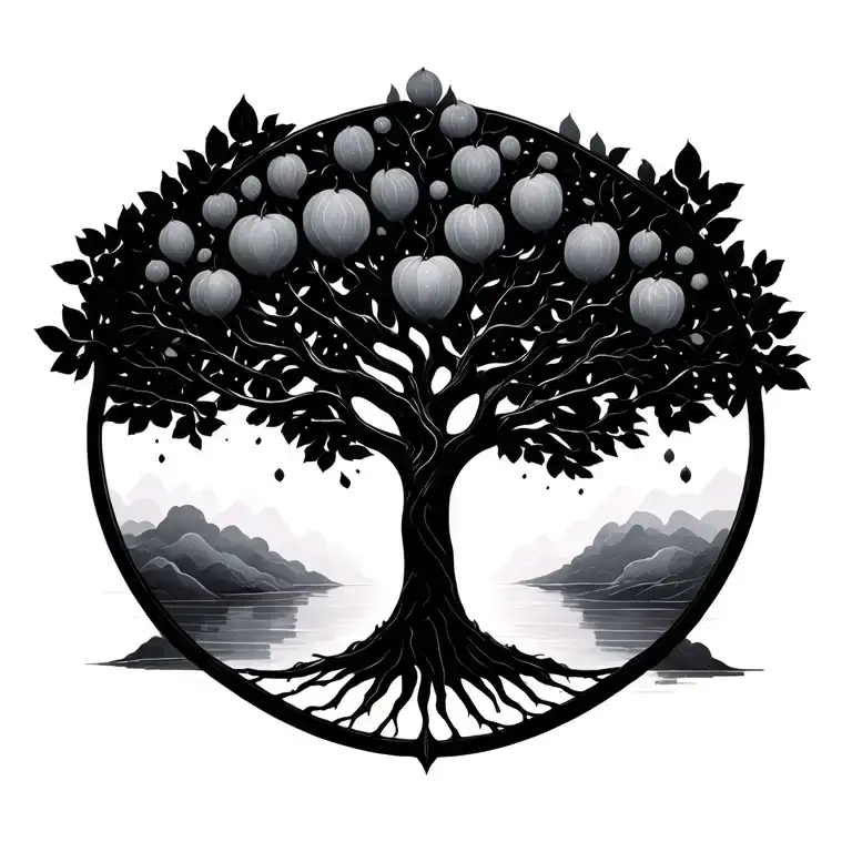 Minimalist tree of life on spine tattoo design idea