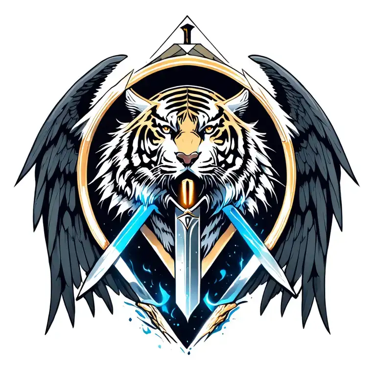 spartan, Angel, demon, wings, triangle, blue, carpe diem, memento morí, warrior, sword, 3, tiger white, warrior, lighing tattoo design idea