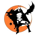 Design a minimal American traditional tattoo inspired by Moon Knight from Marvel Comics. Focus on a simple, symbolic rep tattoo design idea