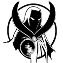 Design a minimal American traditional tattoo inspired by Moon Knight from Marvel Comics. Focus on a simple, symbolic rep tattoo design idea