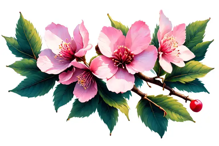 Branch with cherry blossoms charm bracelet tattoo design idea