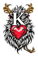 lion heart with K initial tattoo tattoo design idea