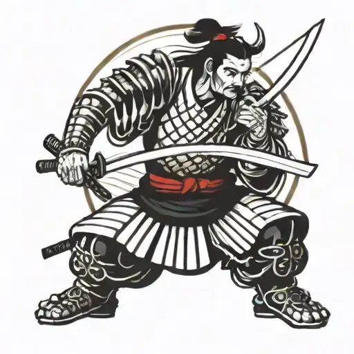 Samurai in armor with a katana tattoo design idea