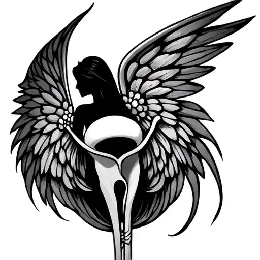 uterus fairy wings tattoo design idea