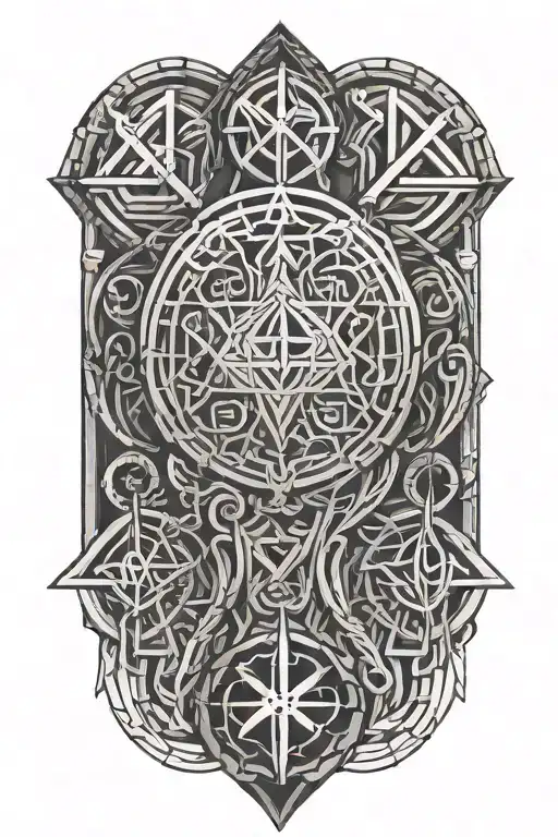 runes and magic sigils tattoo design idea