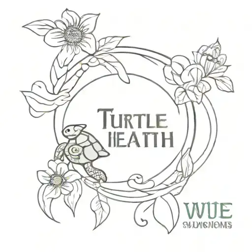 turtle hearts sunflower waves text: walk with faith,not by sight tattoo design idea