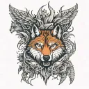 lone wolf surrounded by predators  tattoo design idea