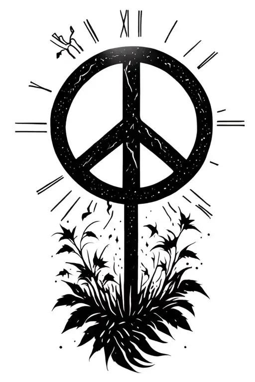 peace and lightining storm and time and nature tattoo design idea