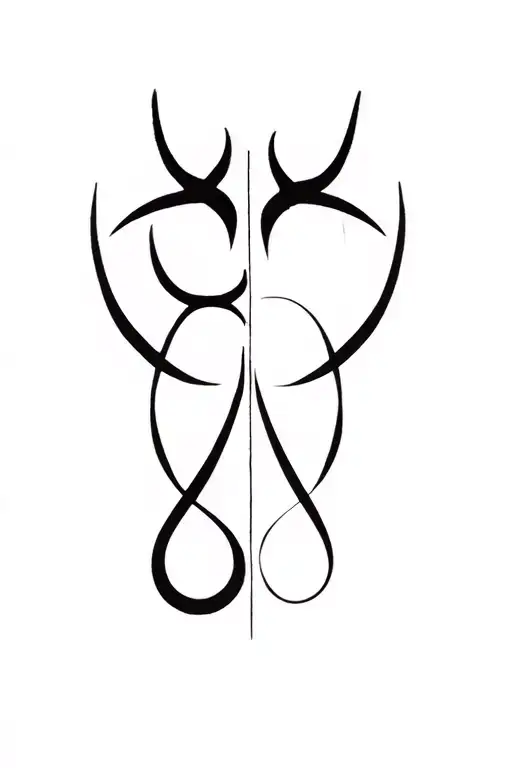 A shared tattoo combining the symbols of Aquarius and Taurus. The tattoo should include only half of each symbol, connec tattoo design idea