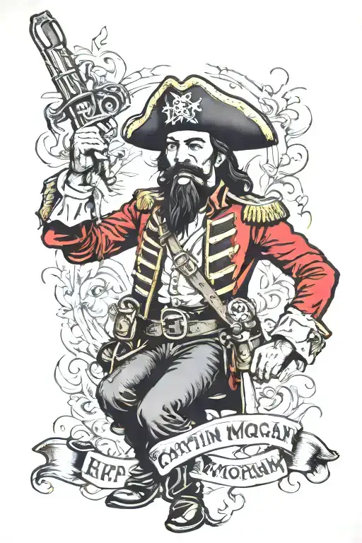 captain morgan rip captain john tattoo design idea