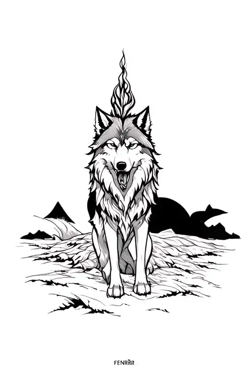 fenrir wolf tattoo design idea
