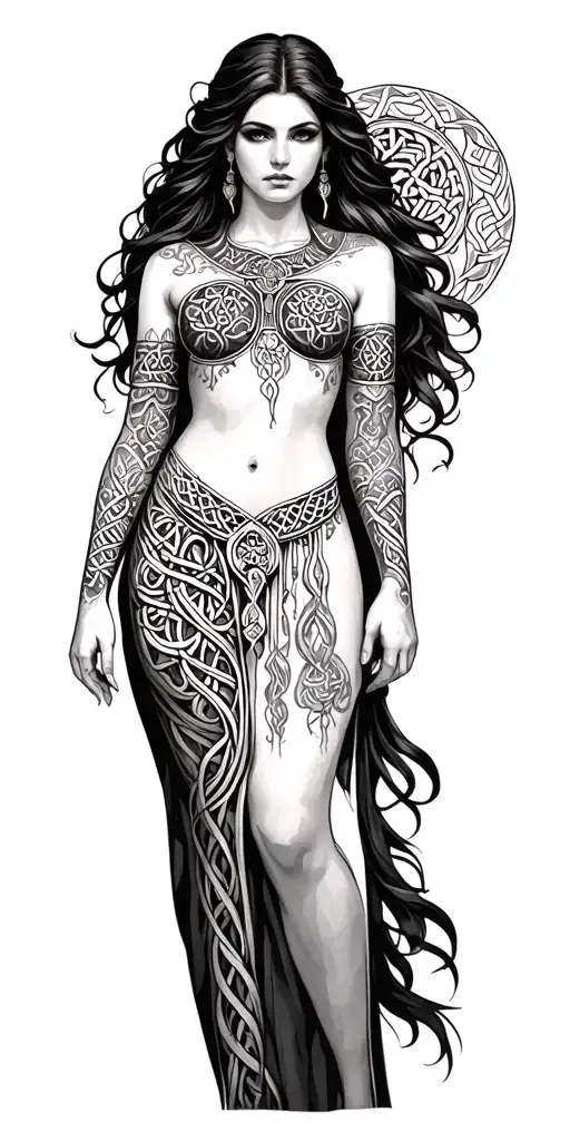 Celtic women full body woman tattoo design idea
