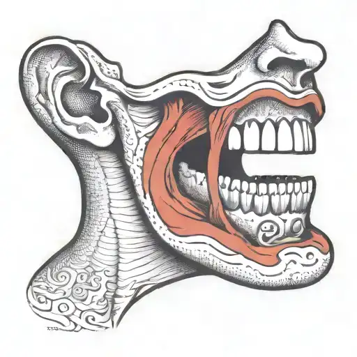 mans jaw ripped open from top and bottom  tattoo design idea