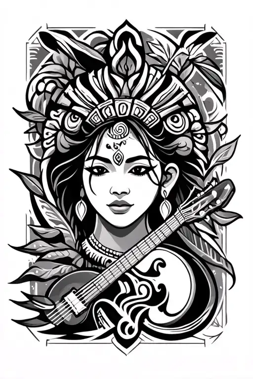 A tattoo that concerns overhinking and music. if possible in Maori style tattoo design idea