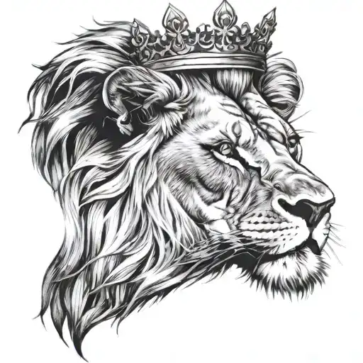 lion with scar and crown   tattoo design idea