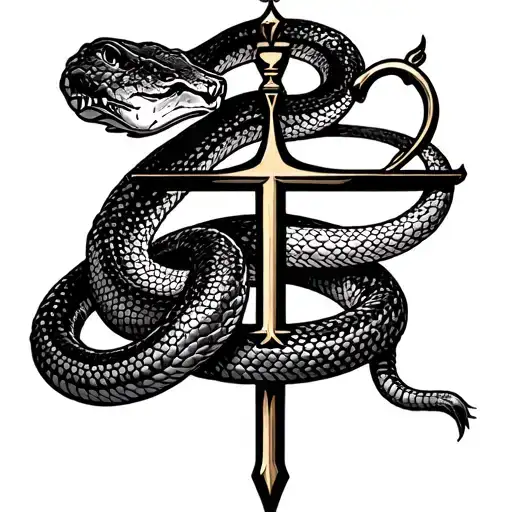 Snake wrapped around libra sign tattoo design idea