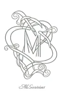 3 intertwined hearts with initial M M E tattoo design idea