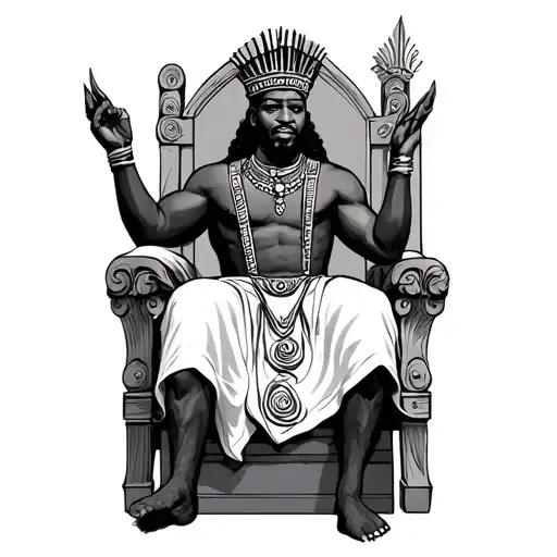 African king on throne  tattoo design idea