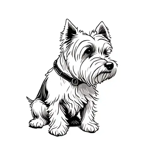 westie dog shape sitting looking in opposite direction tattoo design idea