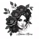 Name Adriana Moraz  and roses tattoo design idea