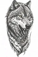 wolf head sideways tattoo design idea