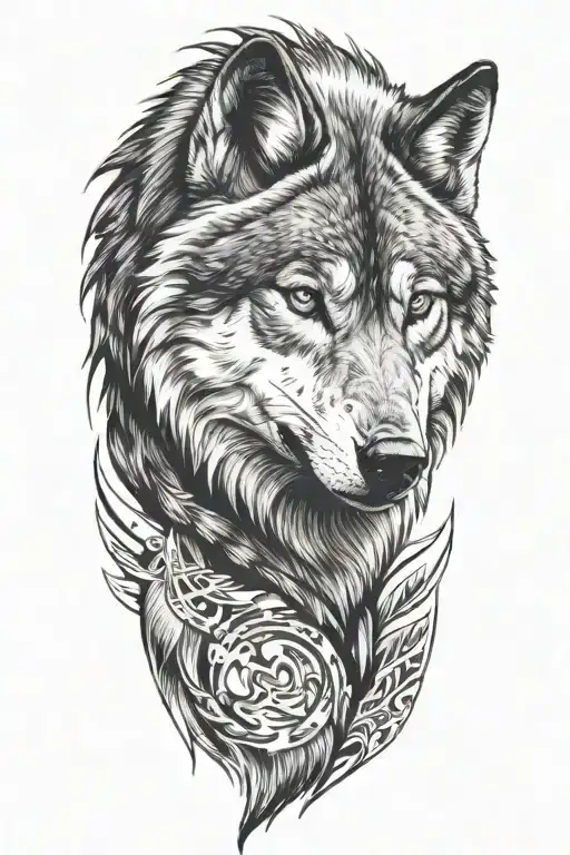 wolf head sideways tattoo design idea