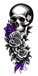 wedding, black, dark purple, skulls, love, veteran tattoo design idea