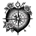 sailor's compass, kaleidoscope heart, vinyl record roses, neon rope anchor, broken stained glass eye tattoo design idea
