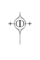 D/s dynamic inspired tattoo featuring a collar,  circle with a plus sign inside it, triskelion symbol, letter L tattoo design idea