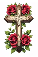 cross and roses tattoo design idea