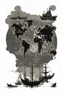 boat pose so world map tattoo design idea