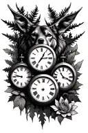 3 clocks wilderness tattoo design idea