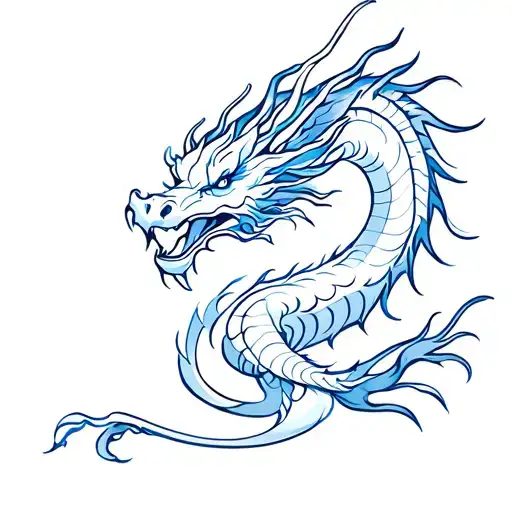 japanese kirin blue dragon tattoo design idea