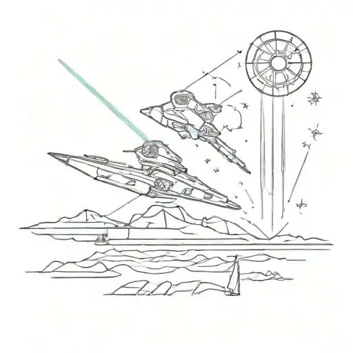 star wars ships and lightsaber tattoo design idea