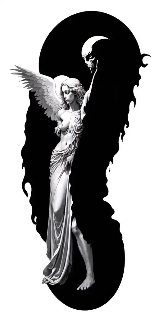 heaven and Hell. good vs evil tattoo design idea