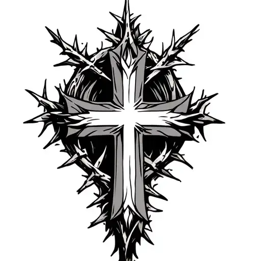 cross with crown of thorns for women side of fore arm  tattoo design idea