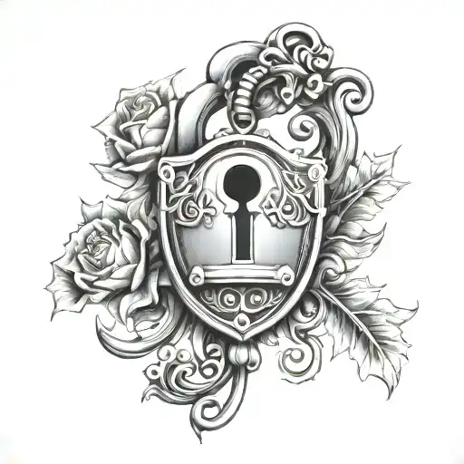 chastity lock design tattoo design idea