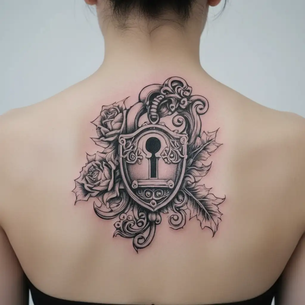 chastity lock design tattoo design idea