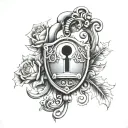 chastity lock design tattoo design idea