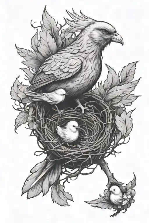 the chick flies away from the nest tattoo design idea
