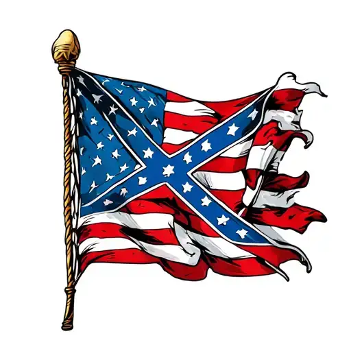 confederate flag with american flag behind it tattoo design idea