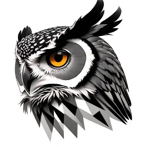 owl realism face with geometric body for a full back tattoo tattoo design idea