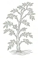 Myrtle and Cypress tree intertwined tattoo design idea