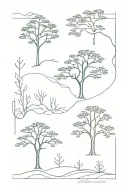 Myrtle and Cypress tree intertwined tattoo design idea