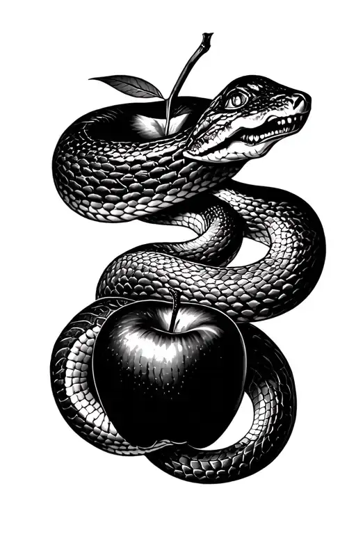 Adam and Eve, garden of eden, snake, apple, sin tattoo design idea