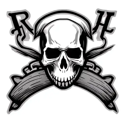Rugby Tradition Value Family Moto Skull tattoo design idea