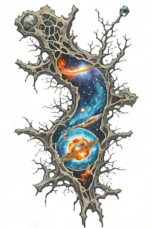 torn skin galaxy tattoo design idea
