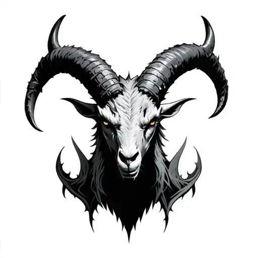 devil goat horns bahamut head tattoo design idea